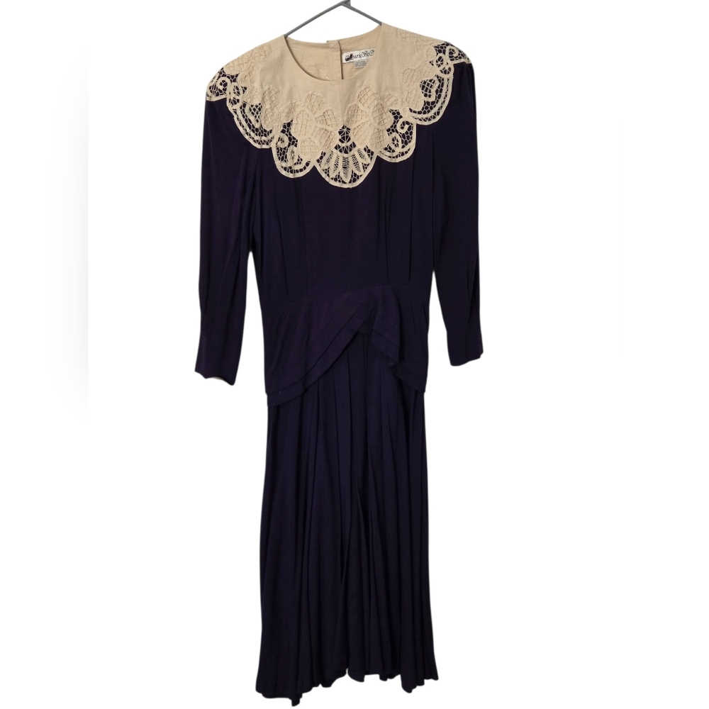 Vintage 80s Retro Marie St. Claire Victorian Style Cottagecore Maxi Dress Sz 10